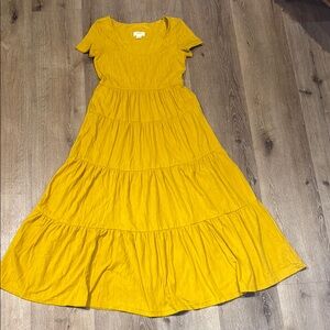 Maeve Mustard Yellow Tiered Maxi Dress